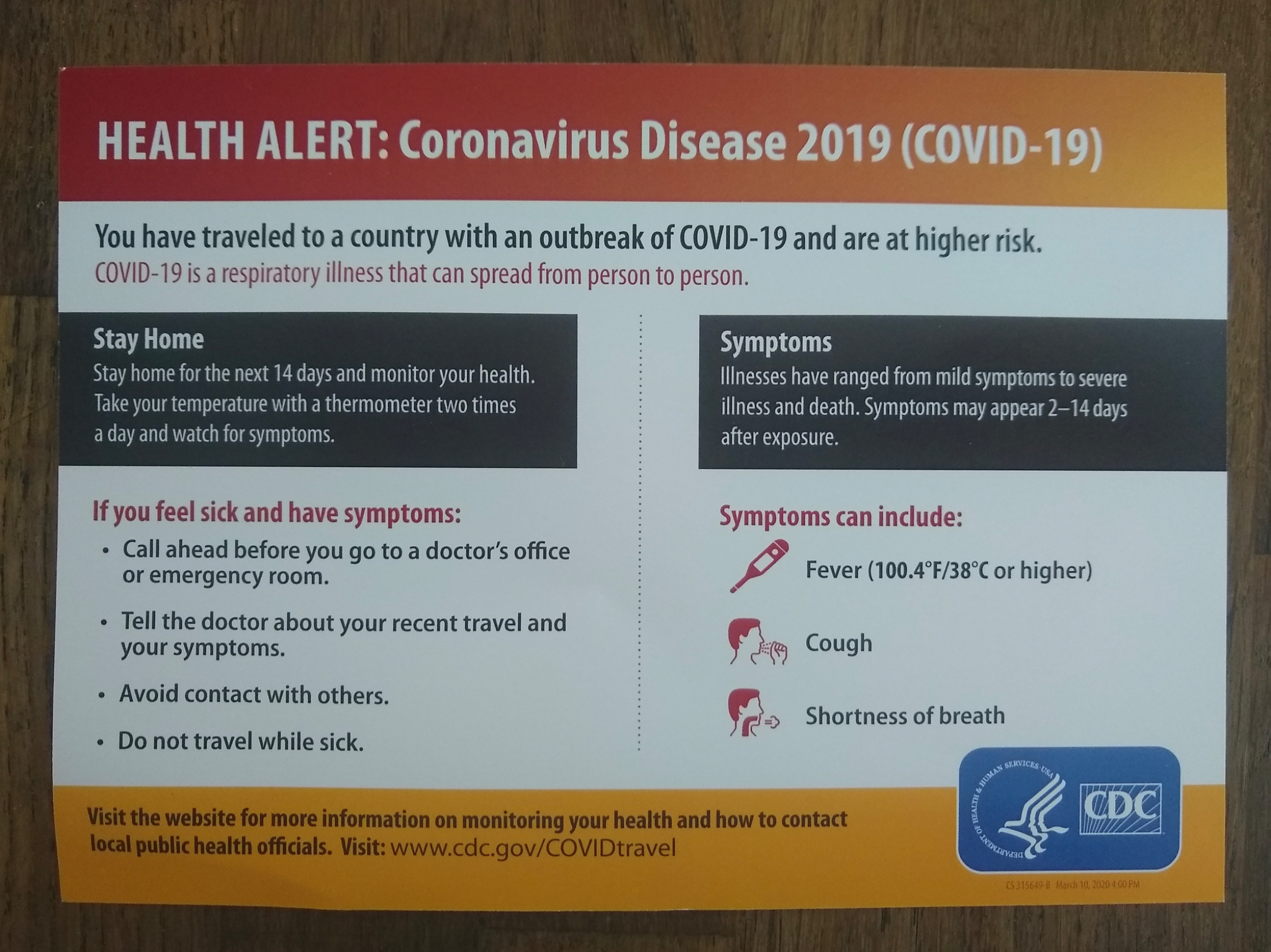 Covid health alert